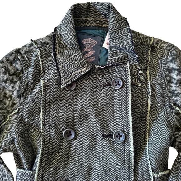 Z Brand Kids’ Tweed Double-Breasted Distressed Green Lightweight Jacket Size 10 - Picture 2 of 15